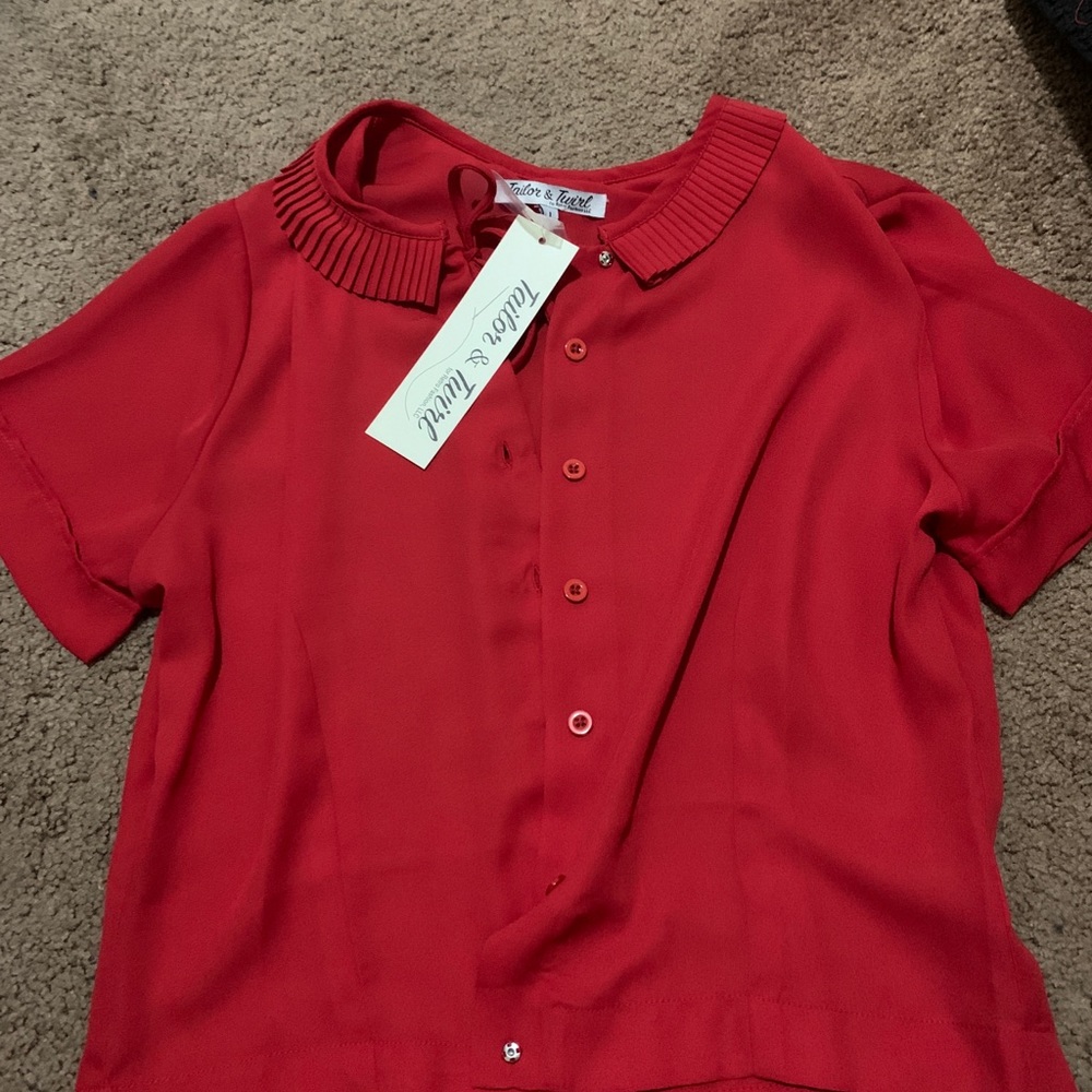 Deep red vintage inspired blous